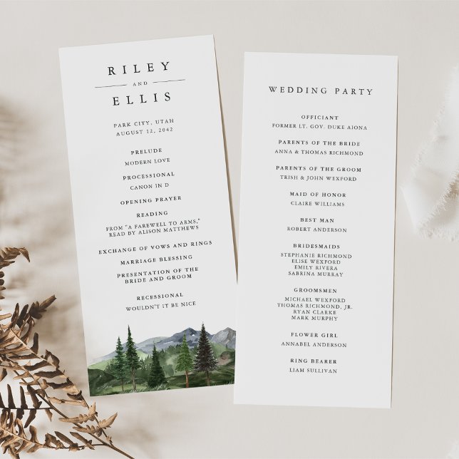 Timberline | Rustic Mountain Forest Wedding Program (Creator Uploaded)