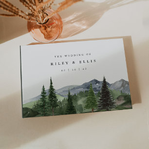 Timberline Watercolor Mountain Forest Wedding Guest Book