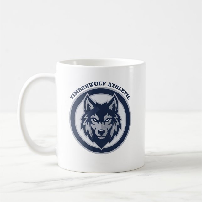 Timberwolf Athletic Crest Sports Team Coffee Mug (Left)