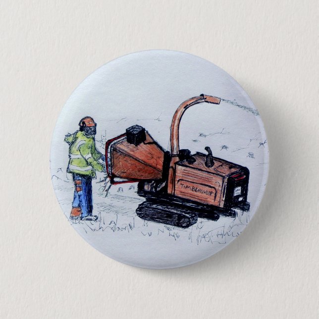 Timberwolf wood chipper 2 inch round button (Front)