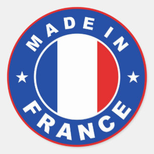 timbre rond étiquette du drapeau de la france