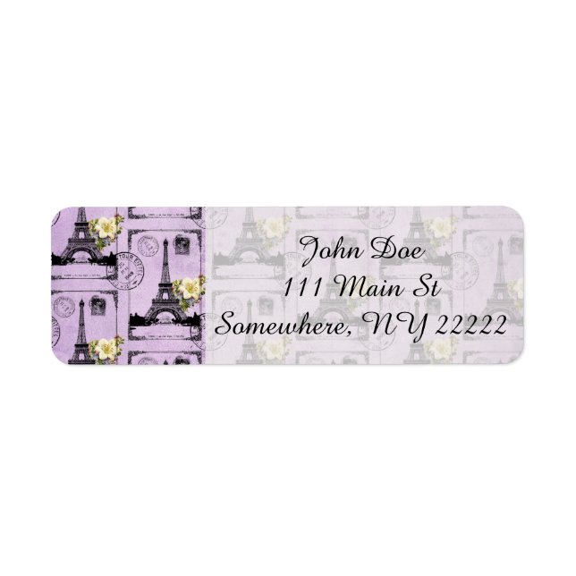 Timbres de carte postale Tour Eiffel violet (Devant)