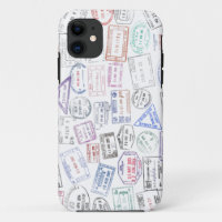 Timbres-passeports mondiaux sur un iPhone / coque 