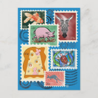 Timbres postaux d'animaux Cartes postales