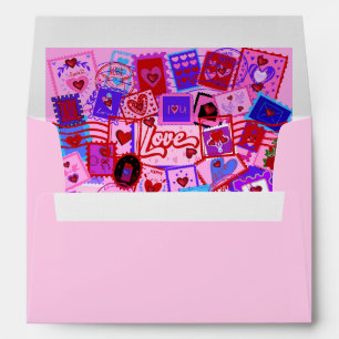 Timbres-poste pour la Saint-Valentin Enveloppes