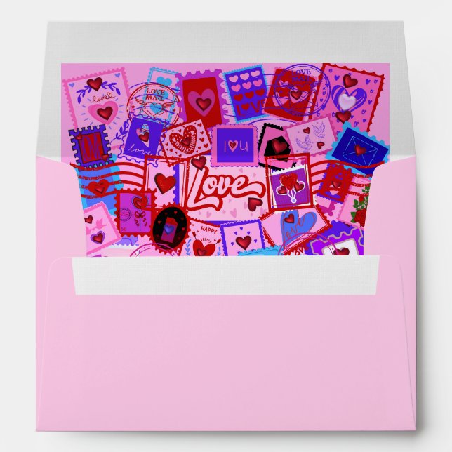 Timbres-poste pour la Saint-Valentin Enveloppes (Dos (Bas))