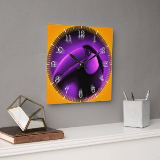 Time and illustrated art on your wall. square wall clock