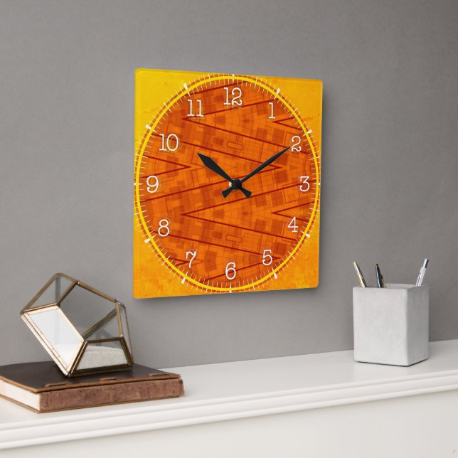 Time and illustrated art on your wall. square wall clock (Office)