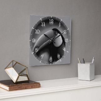 Time and illustrated art on your wall. square wall clock