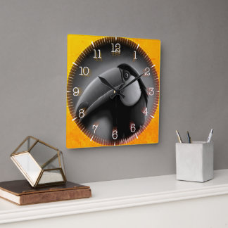 Time and illustrated art on your wall. square wall clock