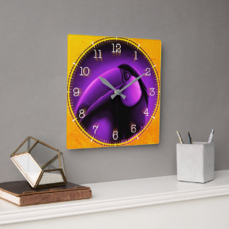 Time and illustrated art on your wall. square wall clock