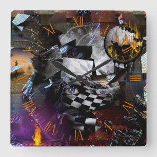 Time and imagination square wall clock