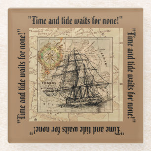Time and Tide Blackbeard Quote Drink Coasters