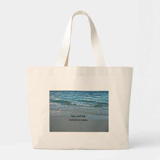 Time and tide wait for no one. large tote bag (Front)