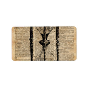 Time,antique Hourglass,sandglas Vintage Book Page Label