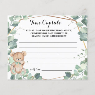 Time Capsule Advice Baby Shower Bear Greenery Card