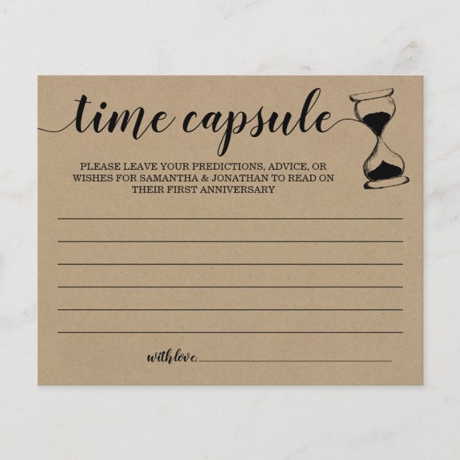 Time Capsule Advice Couple Bridal Shower Card (Front)