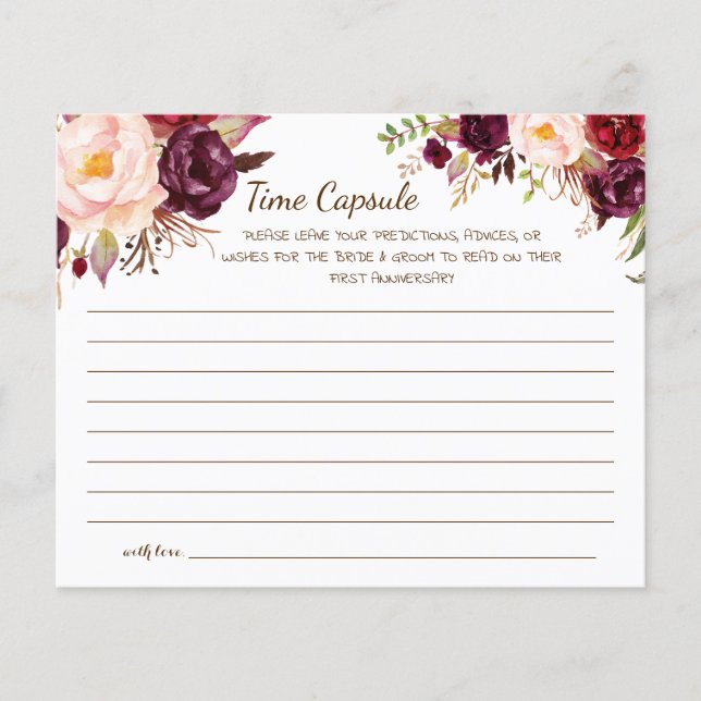 Time Capsule Advice for Couple Bridal Shower card (Front)