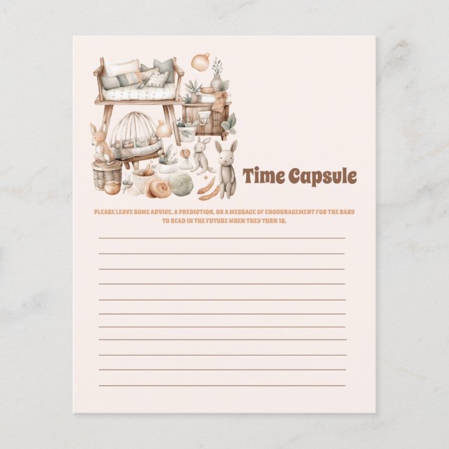 Time capsule baby shower game (Front)