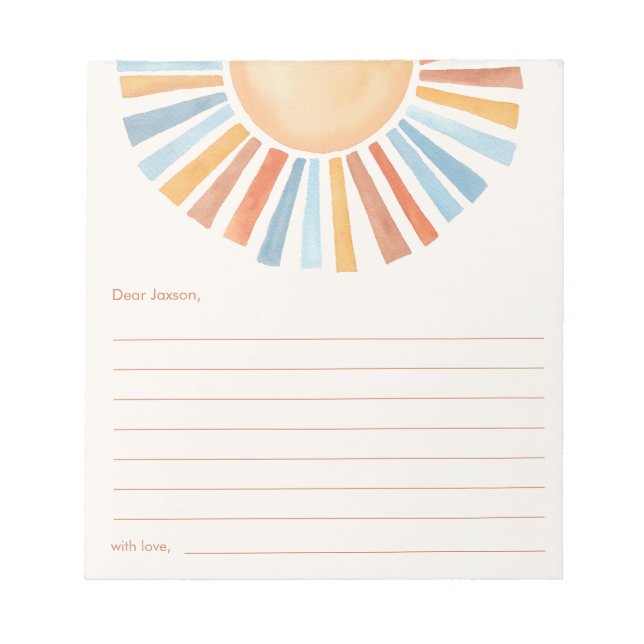 Time capsule Boho sunshine sun yellow blue Notepad (Front)