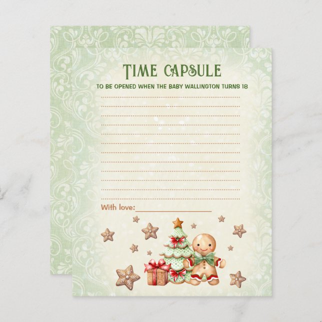 Time capsule Card Christmas Baby Shower Game (Front/Back)
