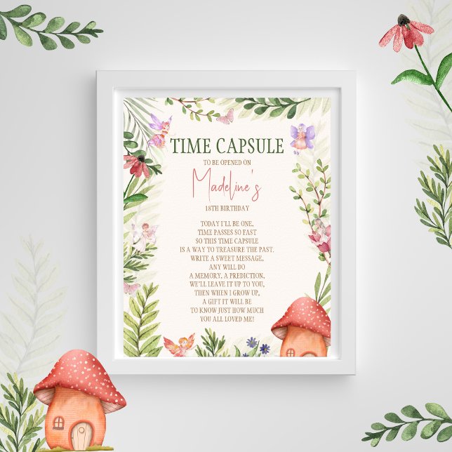 Time Capsule Fairy Enchanted Forest 1st Birthday Poster (Creator Uploaded)