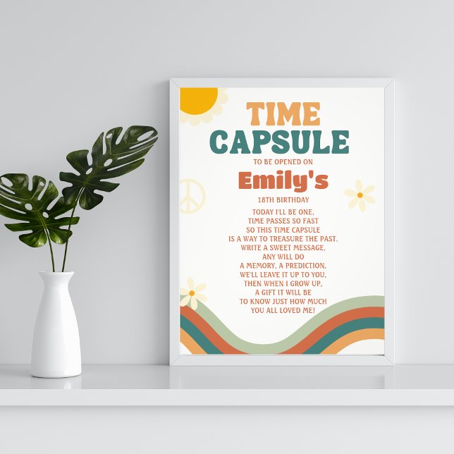 Time Capsule Groovy one Retro Daisy 1st Birthday Photo Print (Creator Uploaded)