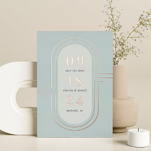 Time Capsule Modern Deco Foil Save the Date Card