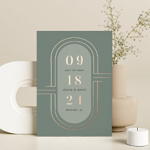 Time Capsule Modern Deco Foil Save the Date Card