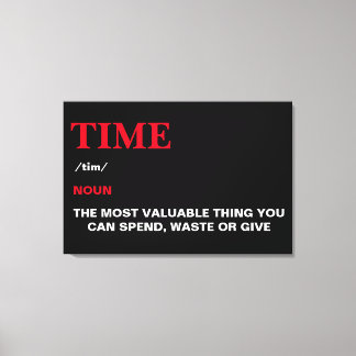 Time Definition Quote Motivational modern cool Canvas Print