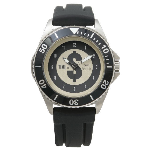 Time = $ Don’t Waste It Vintage Olive Watch (Front)