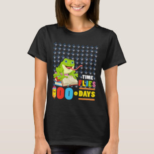 Time Flies 100 Days Frog Lovers 100th Day Of Schoo T-Shirt