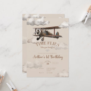 Time Flies Aeroplane Birthday Invitation