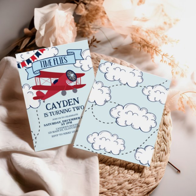 Time Flies Airplane Birthday Invitation (Creator Uploaded)
