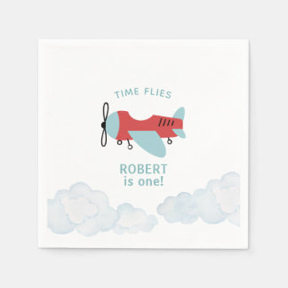 Time Flies Airplane Birthday  Napkin