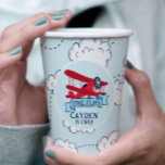 Time Flies Airplane Birthday Paper Cups<br><div class="desc">Time Flies when you're having fun! Red Airplane and clouds birthday.</div>