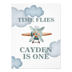 Time Flies Airplane Birthday Photo Print