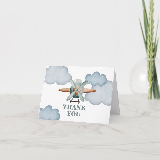 Time Flies Airplane Birthday thank you Card (Front)