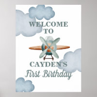 Time Flies Airplane Birthday Welcome Sign