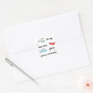 Time flies Airplane Helicopter Birthday Any Age Square Sticker