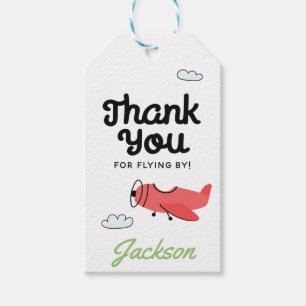 Time flies Airplane Helicopter Birthday Thank You Gift Tags