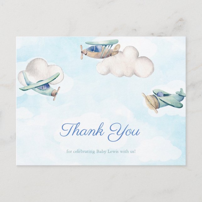 Time Flies Aviation Toy Airplanes Thank You Postcard (Front)