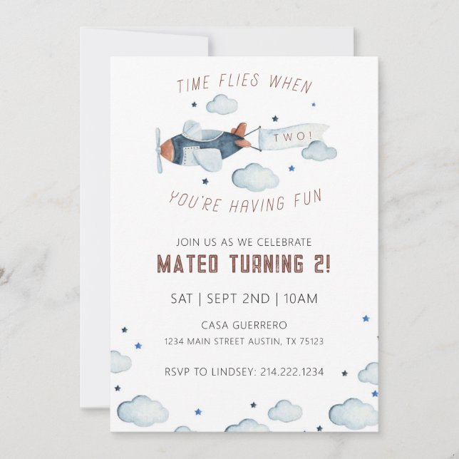TIME FLIES BIRTHDAY! INVITATION (Front)