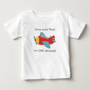 Time flies, Cute Aeroplane, I'm One, 1st Birthday Baby T-Shirt