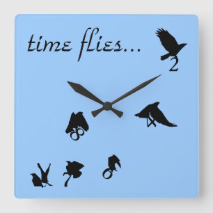 "Time Flies" Flying Crows Clock