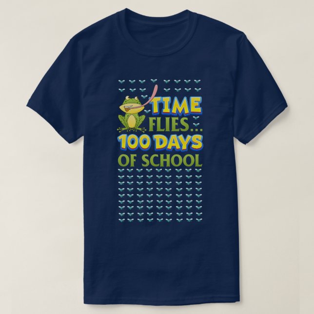 TIME FLIES Frog  100 Days of School Teacher Child  T-Shirt (Design Front)