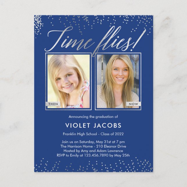 Time Flies Graduation Announcement Postcard (Front)