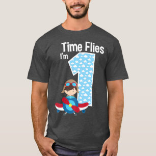 Time Flies Im 1 1st Birthday Airplane Plane T-Shirt