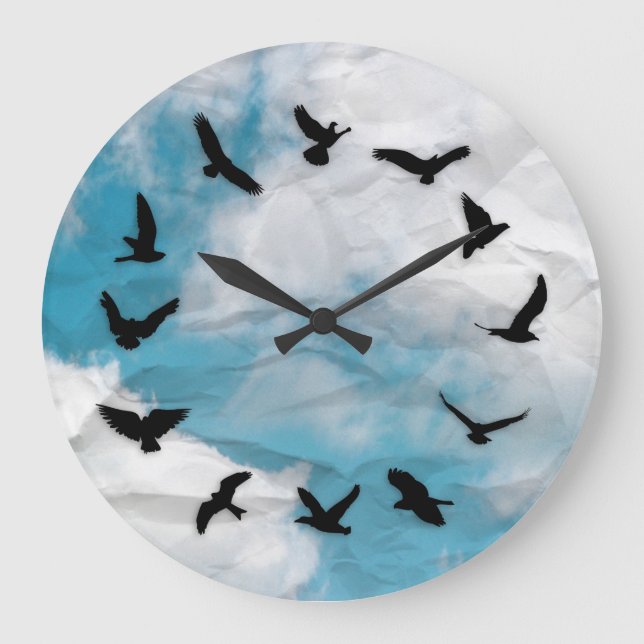 Time Flies Minimalist Novelty Bird Wall Clock (Front)