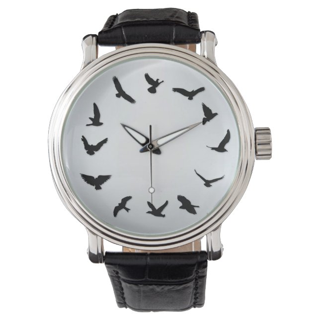 Time Flies Minimalist Novelty Bird Watch (Front)
